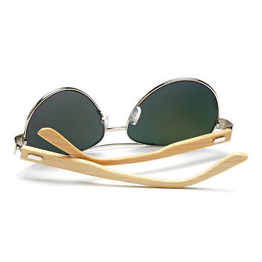 Bamboo Sunglasses Pilot Wooden Metal Brand Designer Mirror LEGITASY