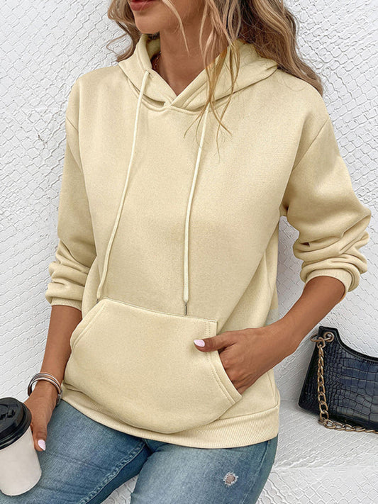 Casual Long Sleeve Solid Color Hooded Sweatshirt LEGITASY