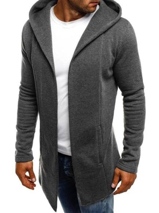 Casual Men's Hooded Fashion Stitching Solid Color Cardigan Sweater LEGITASY