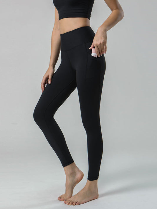 Double Sided Brushed Yoga Ninth Pants High Waist Pocket Sports Yoga Pants Women LEGITASY
