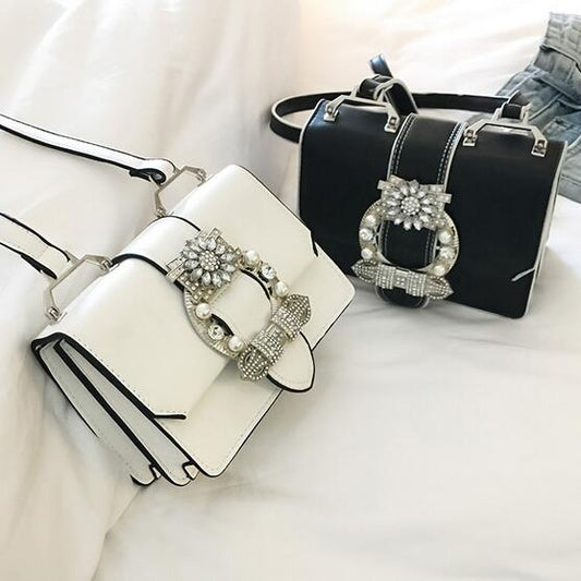 Elegant leather diamond lock Lady Shoulder Bag LEGITASY