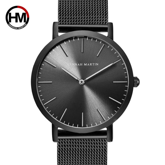 HANNAH MARTIN Watches Luxury Brand Men Simple Quartz Watch Stainless Steel Mesh Band LEGITASY