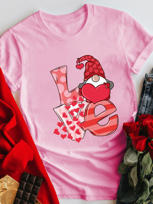 Mother's Day Valentine's Day plus size couple love LOVE romantic print short-sleeved T-shirt LEGITASY