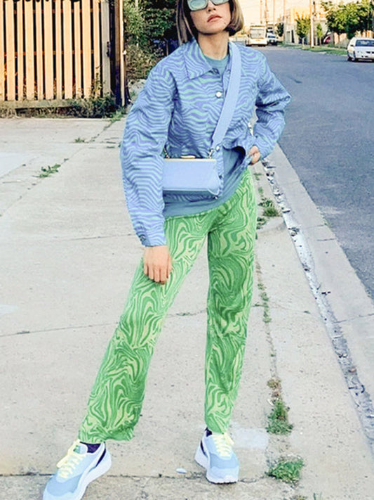 New personality swirl printing sports high elastic pants leggings yoga clothing casual pants LEGITASY