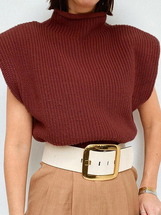 New solid color sexy turtleneck short-sleeved sweater top LEGITASY