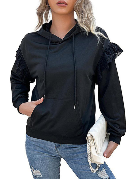 New women's long-sleeved solid color hooded sweater LEGITASY