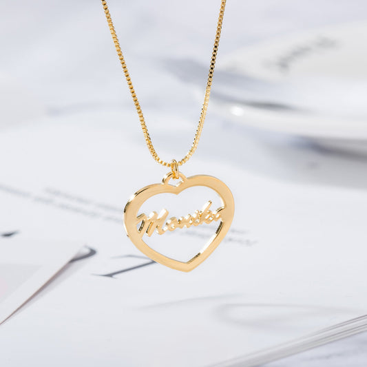 Noble Heart Cutout Design Custom Name Necklace LEGITASY