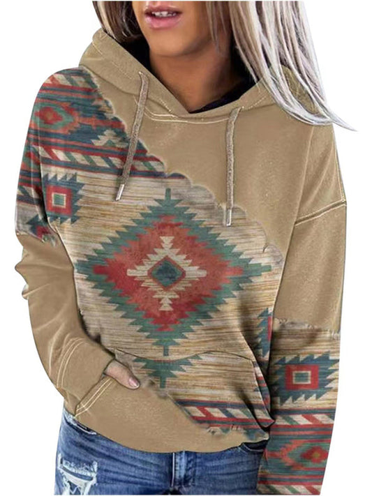 Positioning print coat top ladies hooded sweater LEGITASY