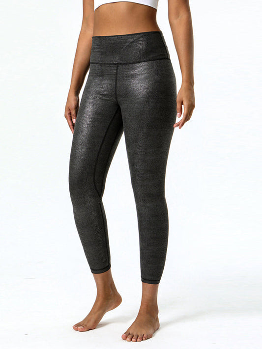 Textured-leather high-stretch yoga pants LEGITASY