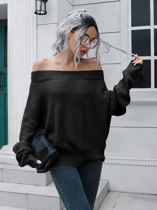 Women's off shoulder sweater with straight neck LEGITASY